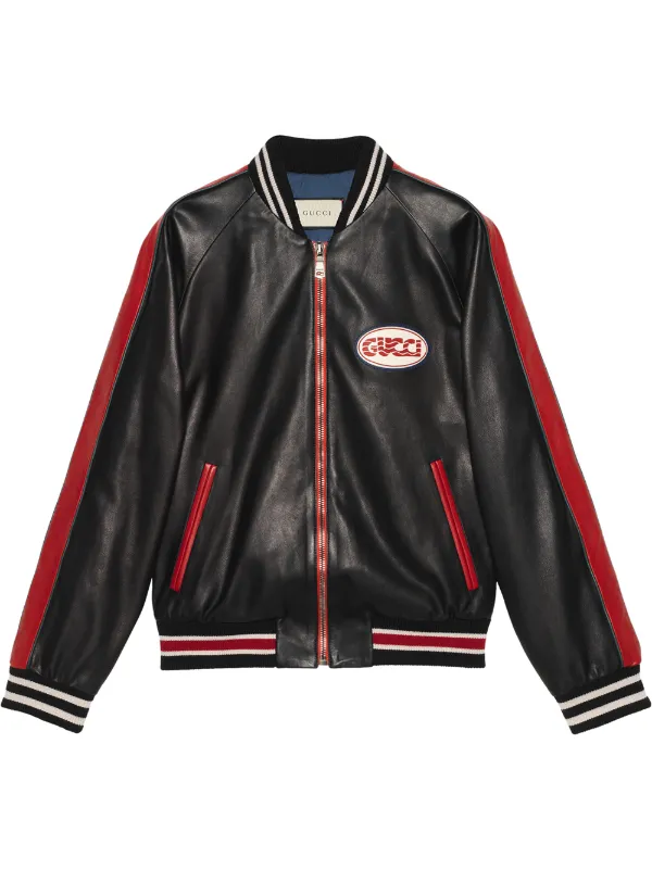 Gucci Leather Bomber With Gucci Pool Patch - Farfetch