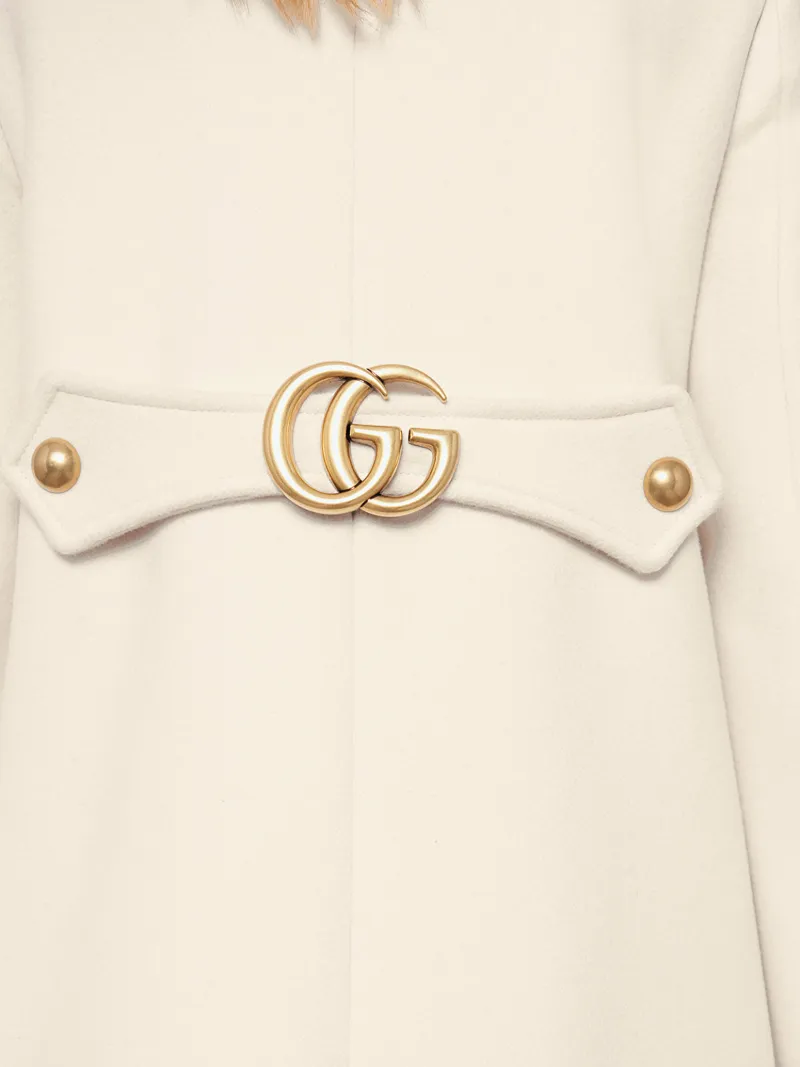 Gucci Wool coat with Double G white | MODES