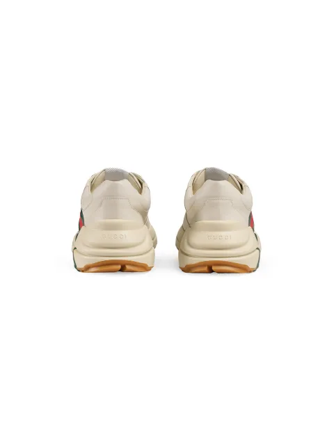 Gucci Low-Top Sneakers Rhyton Calfskin Logo Creamy White