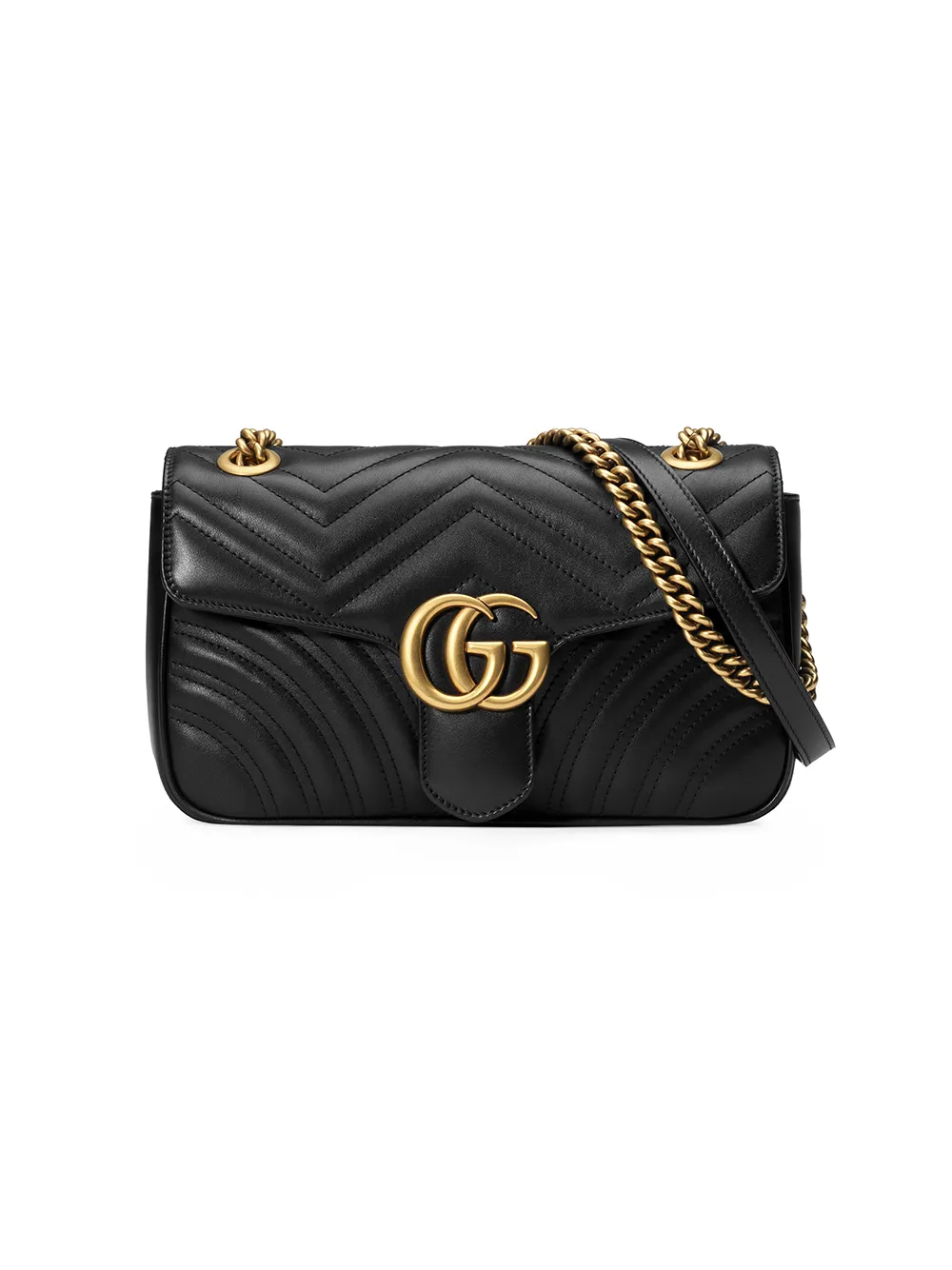 GUCCI CALFSKIN MATELASSE MINI GG MARMONT CHAIN BAG BLACK - CRTBLNCHSHP