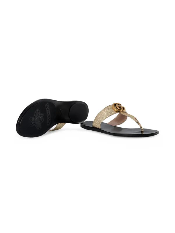 gucci thong sandals gold