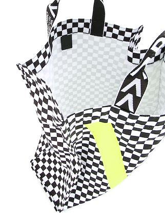 contrast panel checkered shopper tote bag展示图