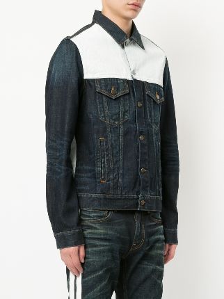 colour block panel denim jacket展示图