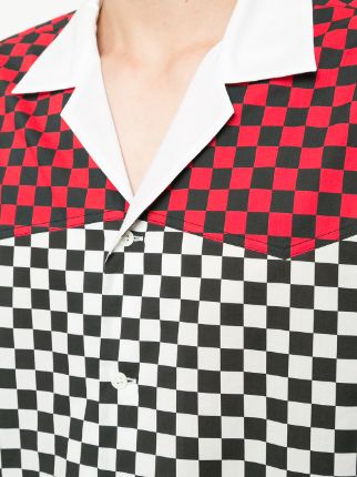 checkered and colour block print shirt展示图