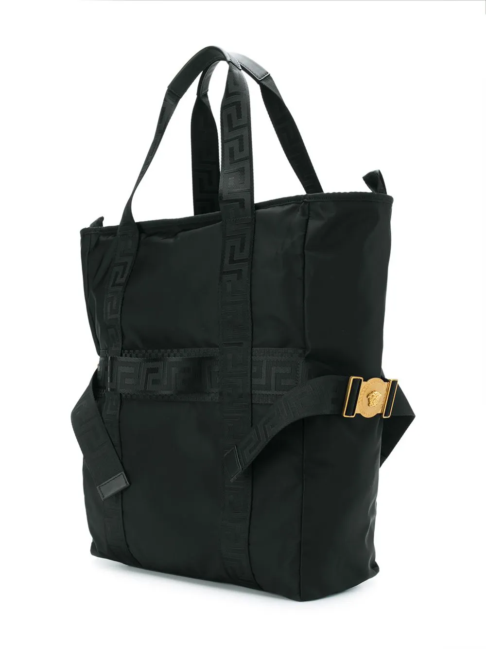 Versace logo compression strap tote Zwart