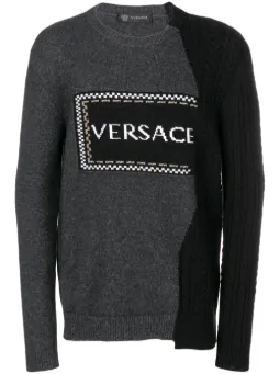 Versace Designer Menswear By Farfetch Asymmetric Logo Jumper