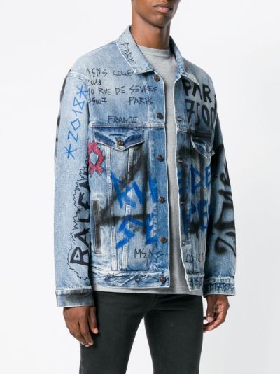 oversized graffiti denim jacket