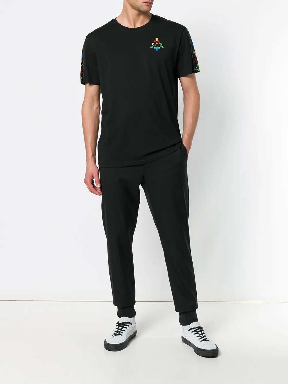 COUNTY OF MILAN black multicolour logo t-shirt Zwart