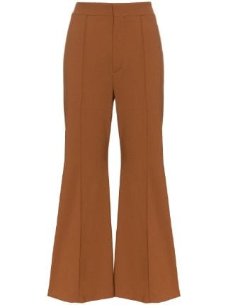 Shop brown Chloé bell bottom trousers 