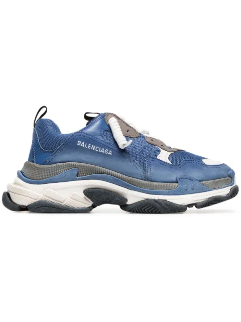 Click to view more detailed imagery on our partner's website Balenciaga Men's Triple S Mesh & Leather Sneakers, Blue/gray, Blue/gray