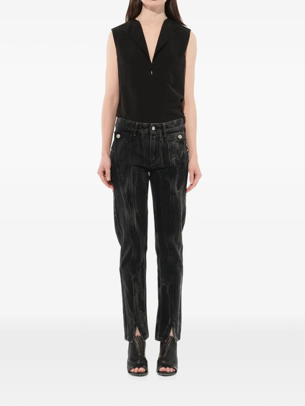  Givenchy Vaqueros Con Abertura En El Dobladillo - Negro 