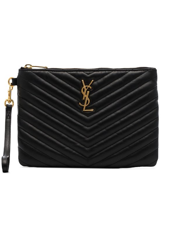 Saint laurent quilted online leather pouch