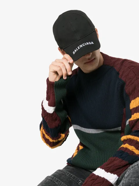 หมวก BALENCIAGA black logo embroidered cotton cap แต่งตัววินเทจ แต่งตัวสตรีท