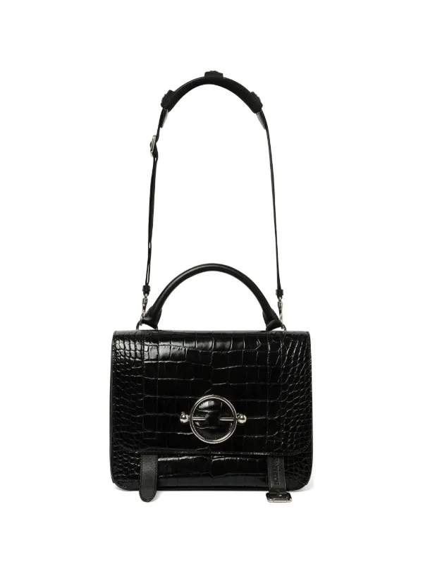 JW Anderson Crocodile Leather Shoulder Bag in Black
