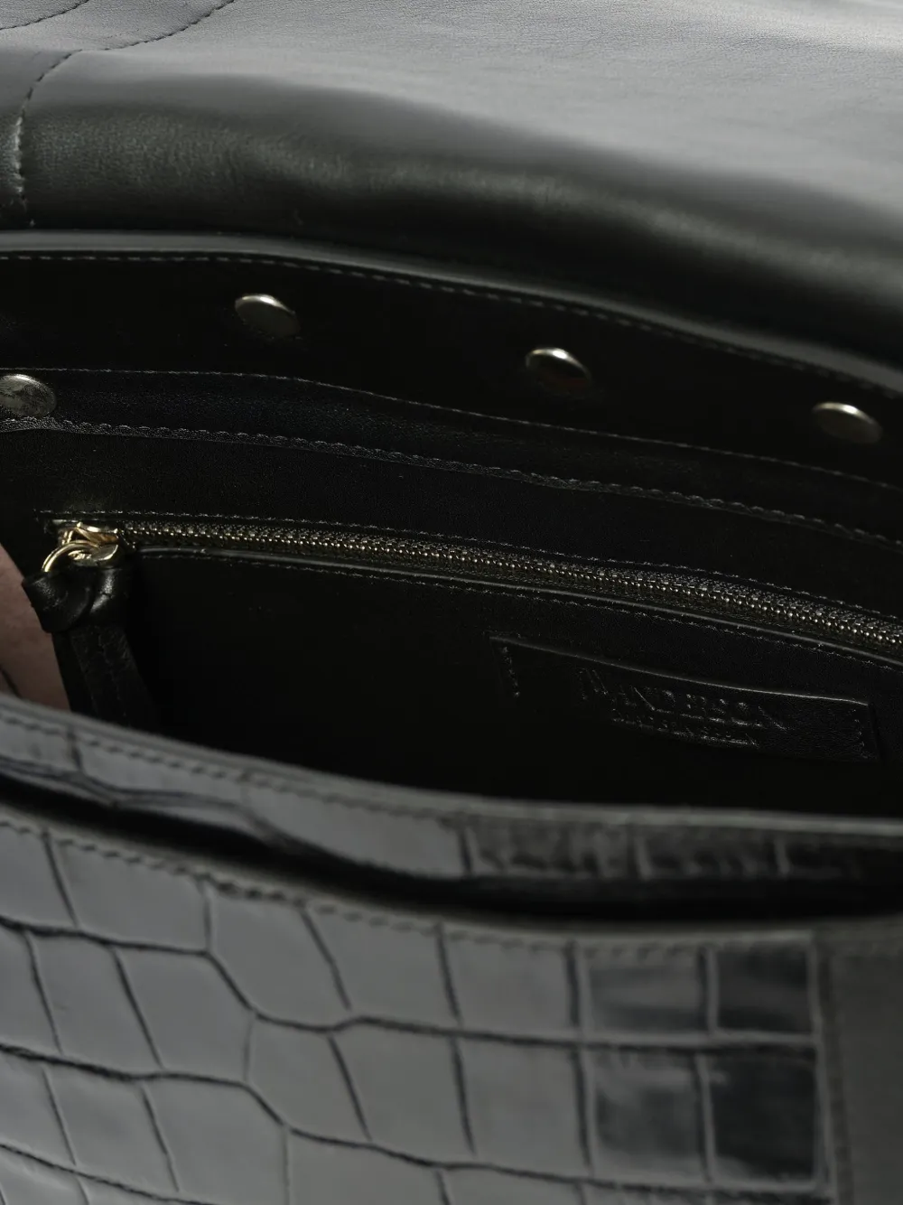 JW Anderson Crocodile Leather Shoulder Bag in Black, view 5