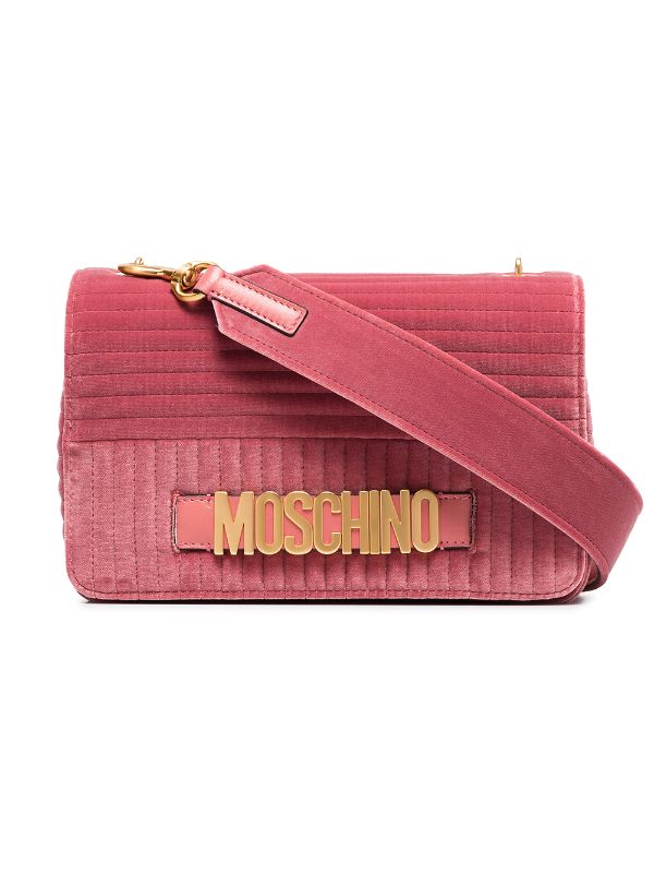 Moschino pink quilted logo velvet 