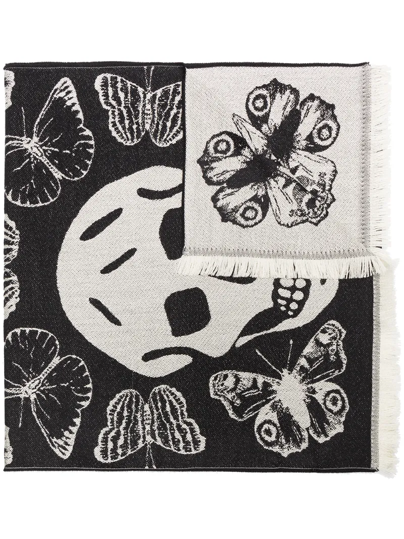 ALEXANDER MCQUEEN ALEXANDER MCQUEEN OVERSIZED METAMORPHOSIS SCARF - BLACK