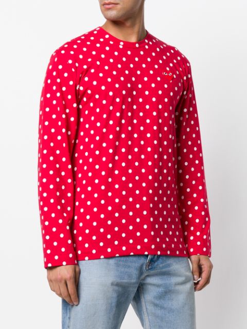 red polka dot long sleeve shirt