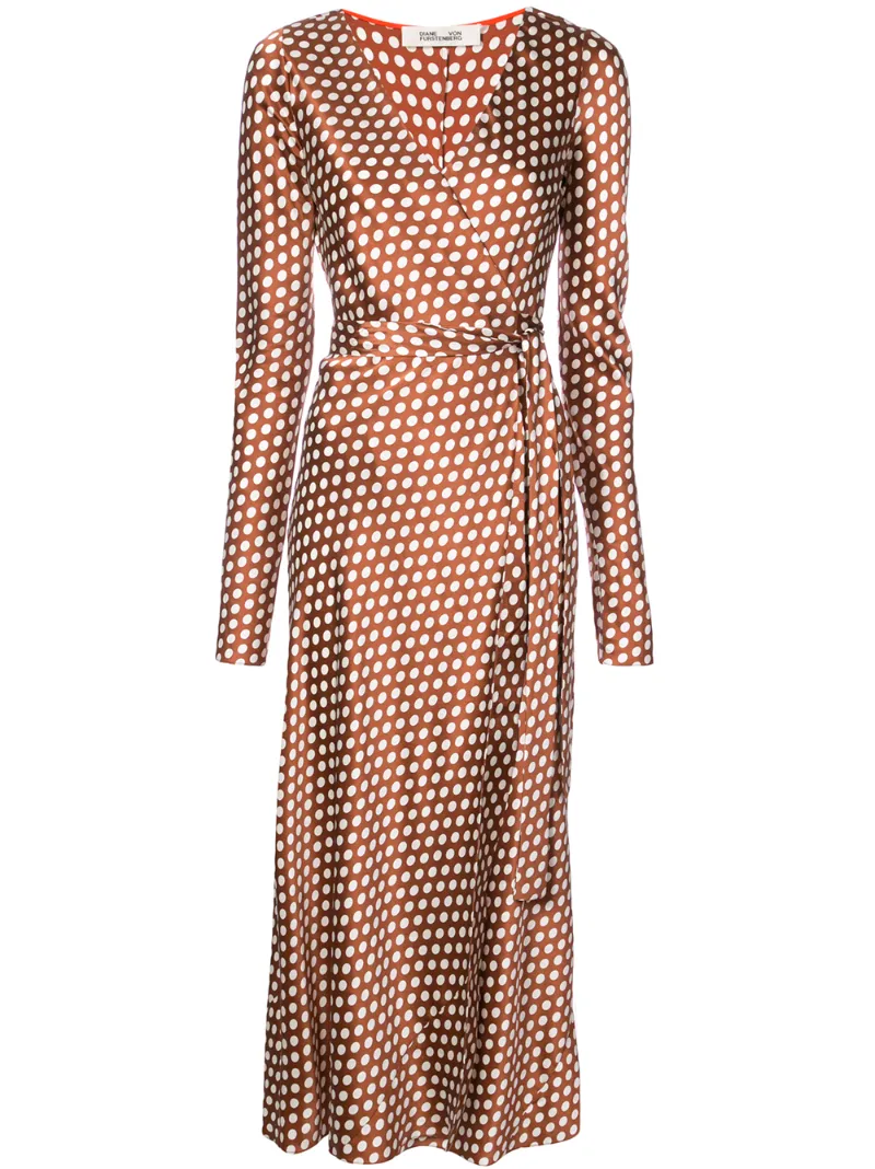 Diane Von Furstenberg Woman Tilly Polka-dot Satin Midi Wrap Dress