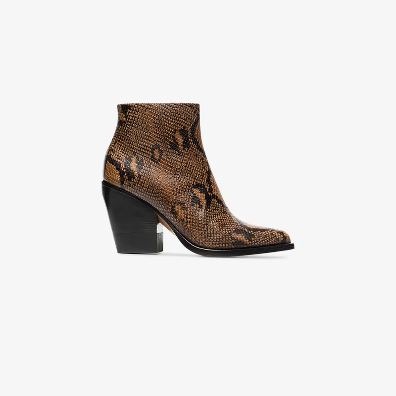 CHLOÉ CHLOÉ 'RYLEE' STIEFELETTEN AUS LEDER MIT SCHLANGEN-EFFEKT,CHC18A0590412969674