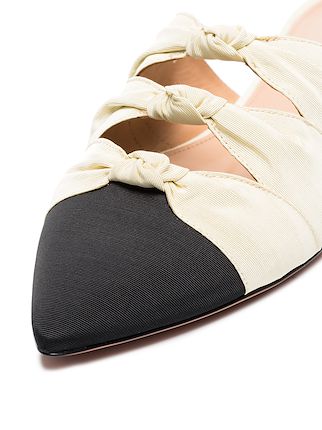 black and beige Mondaine fabric flat slides展示图