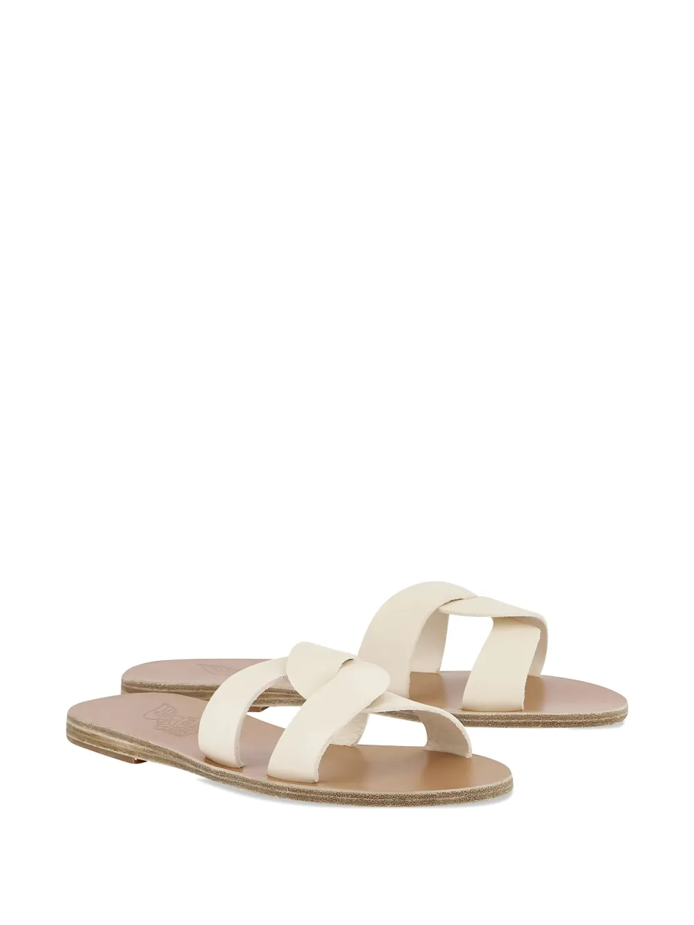 Ancient Greek Sandals white Desmos double strap leather sandals Wit