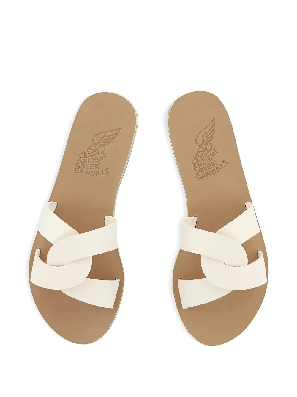 Ancient Greek Sandals white Desmos double strap leather sandals Wit