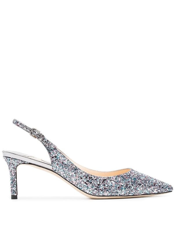 Jimmy Choo Erin 60 Glitter Slingbacks 