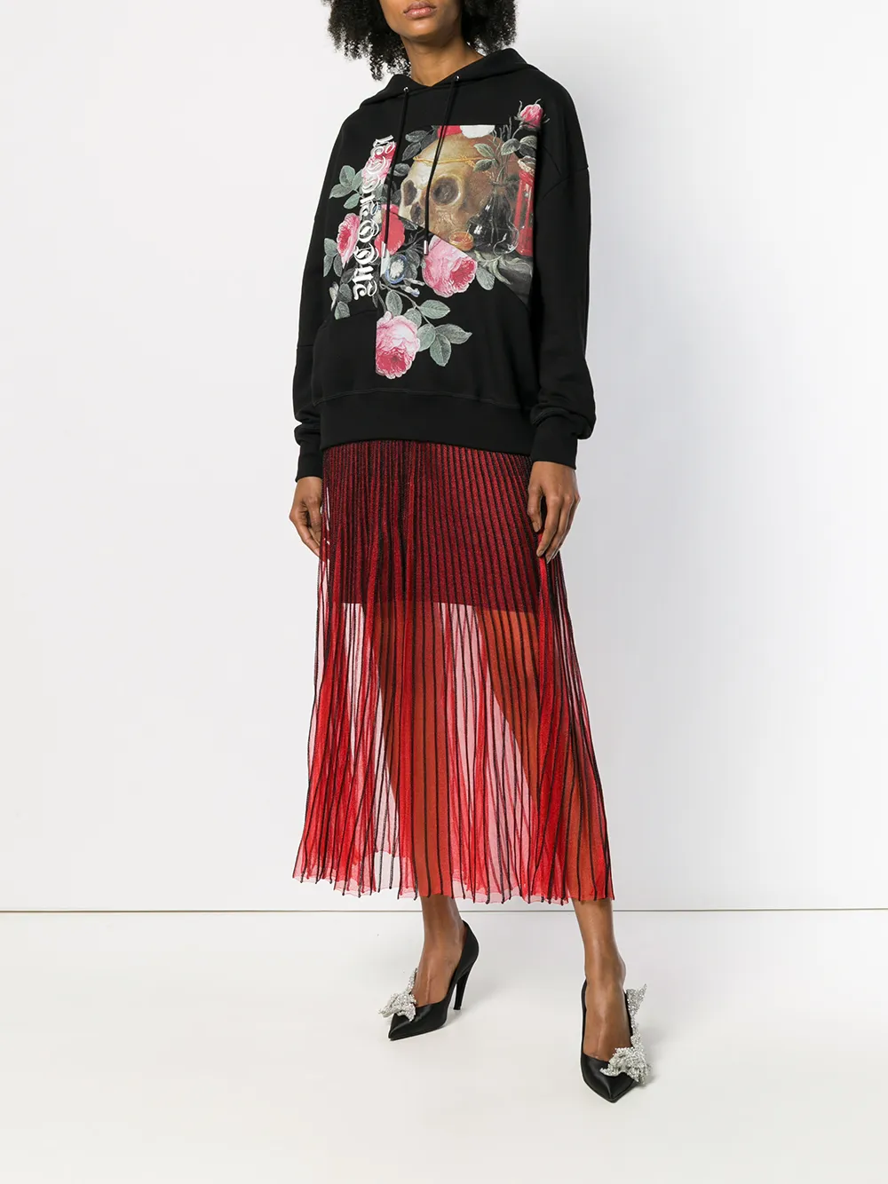  Alexander Mcqueen Kapuzenpullover Mit Print   Schwarz 