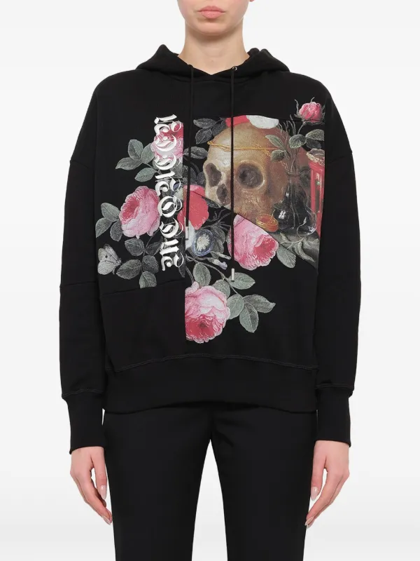 Alexander McQueen Skull Rose-embellished Hoodie in Black