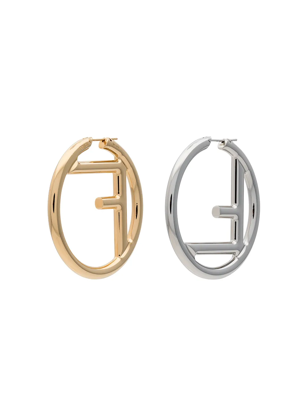 FENDI  FF logo earrings | Metallic | Image 1