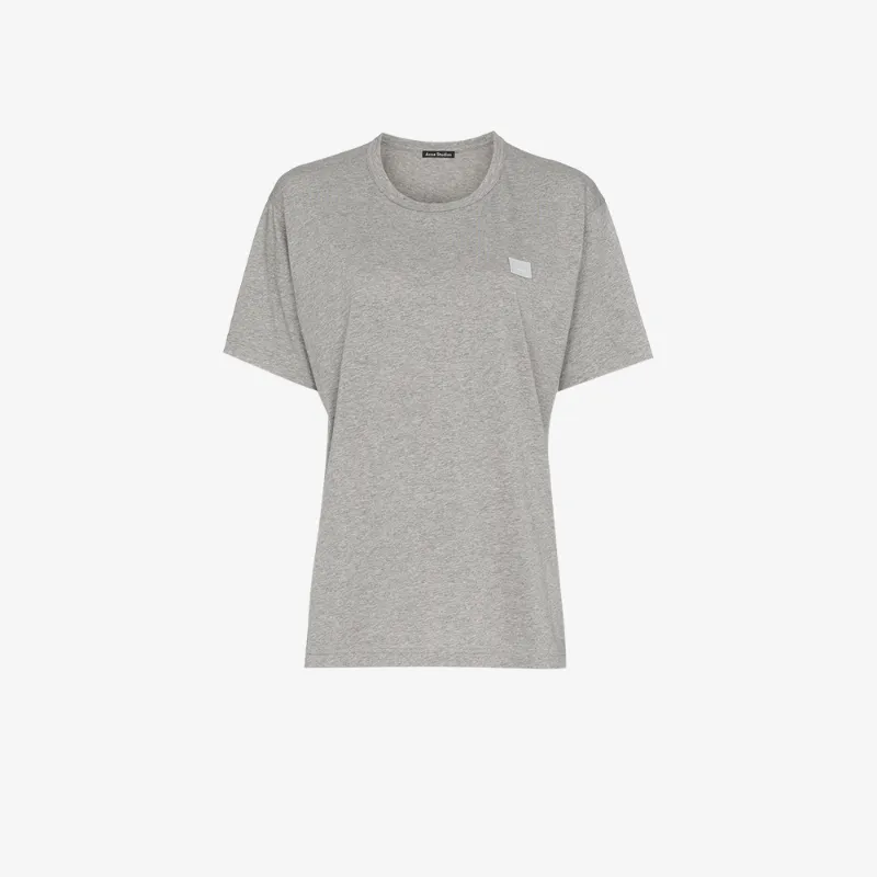 Acne Studios Womens Light Grey Melange Ellison Patch-embroidered Cotton T-shirt L In Grey