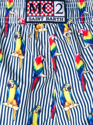 parrot and stripe print swim shorts展示图