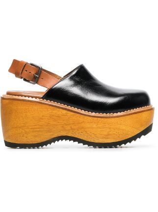 leather platform clogs