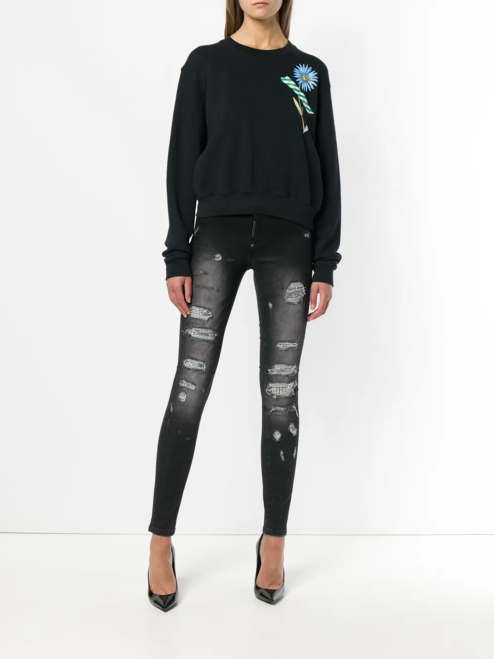  Philipp Plein Skinny Jeans Im Distressed Look   Schwarz 