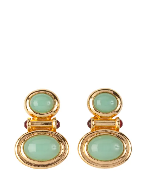 Susan Caplan Vintage 1990s Vintage Elizabeth Taylor Cabochon Earrings