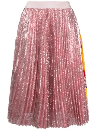 msgm pleated sequin midi skirt