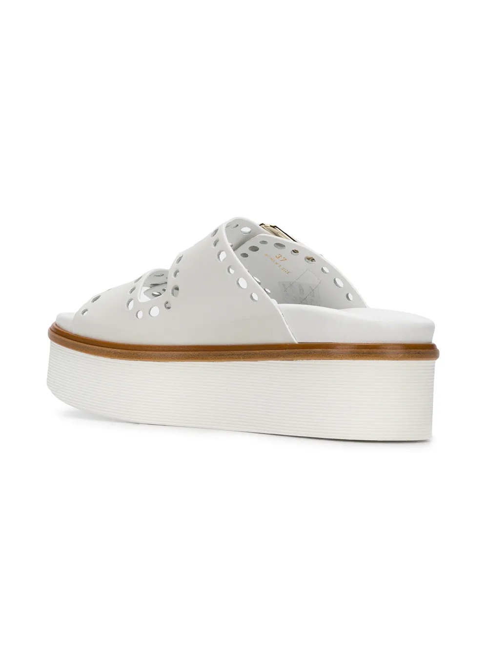 Tod's geperforeerde plateausandalen met gespen Wit