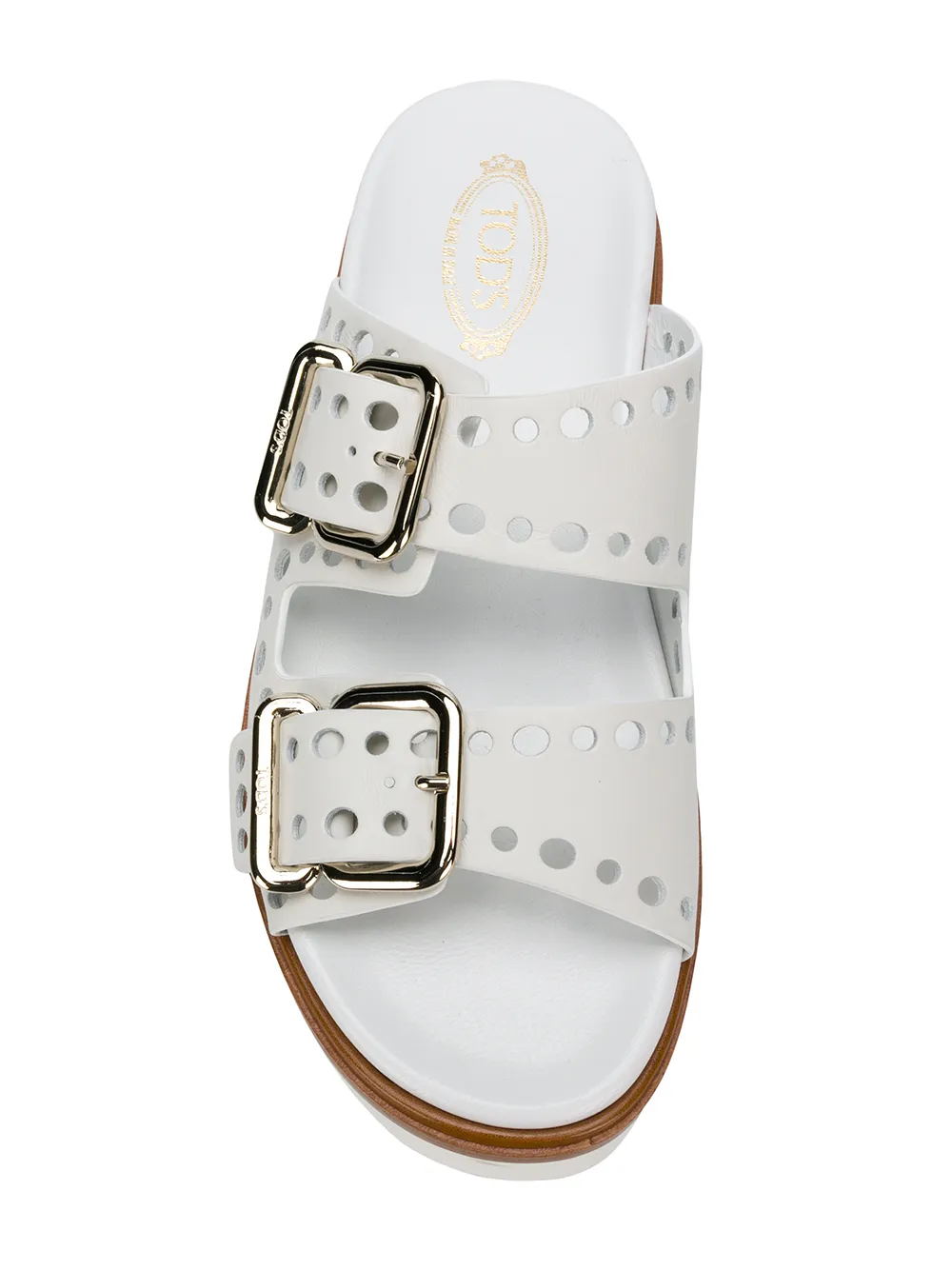 Tod's geperforeerde plateausandalen met gespen Wit