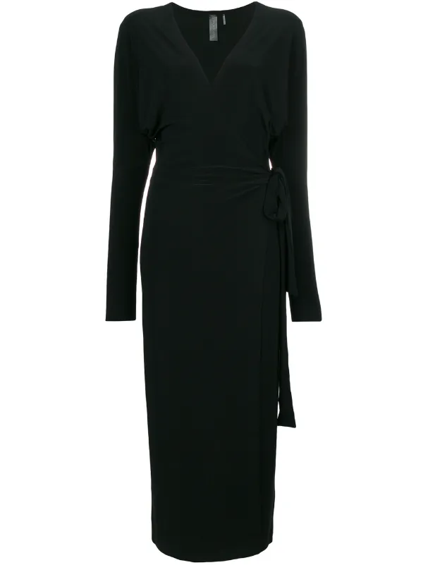 belted wrap midi dress