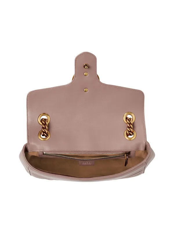 Dusty Pink Leather GG Marmont Matelassé Shoulder Bag