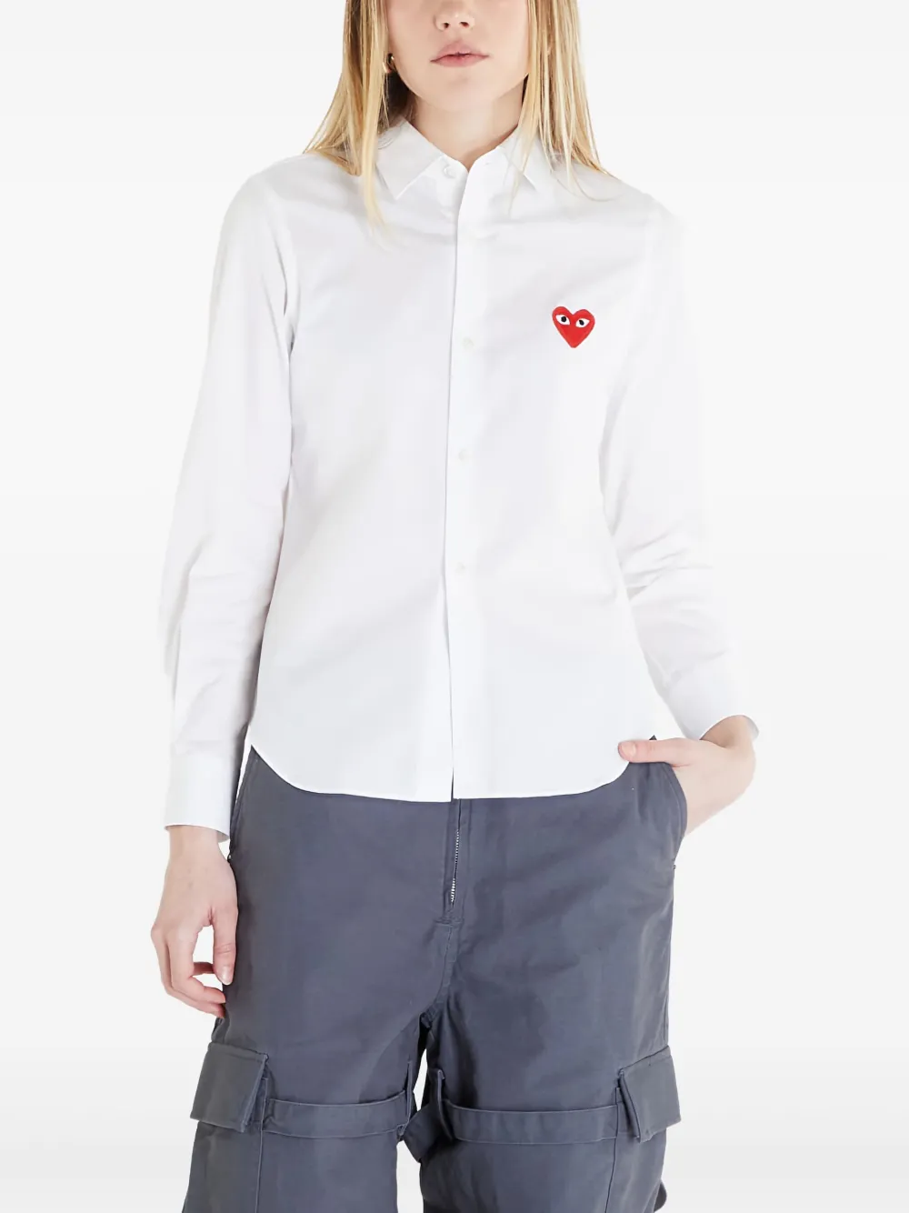Comme Des Garçons Play قميص مطرز القلب | أبيض | Image 1