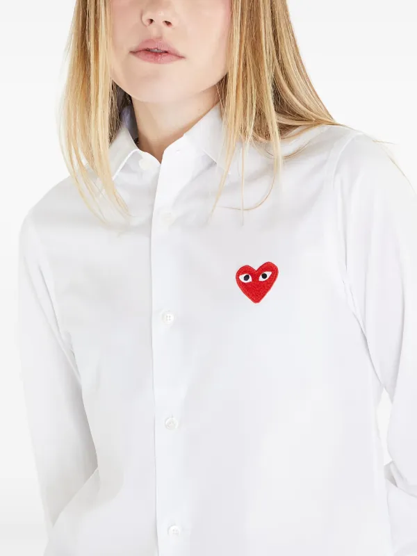 PLAY COMME des GARÇONSシャツ M ホワイト レディース Comme Des Garçons Play heart-patch Shirt | White | FARFETCH