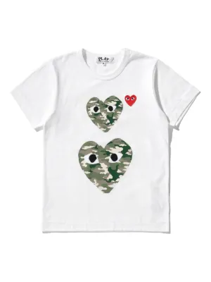 Comme Des Garçons Play Camouflage Heart T-shirt | White | FARFETCH