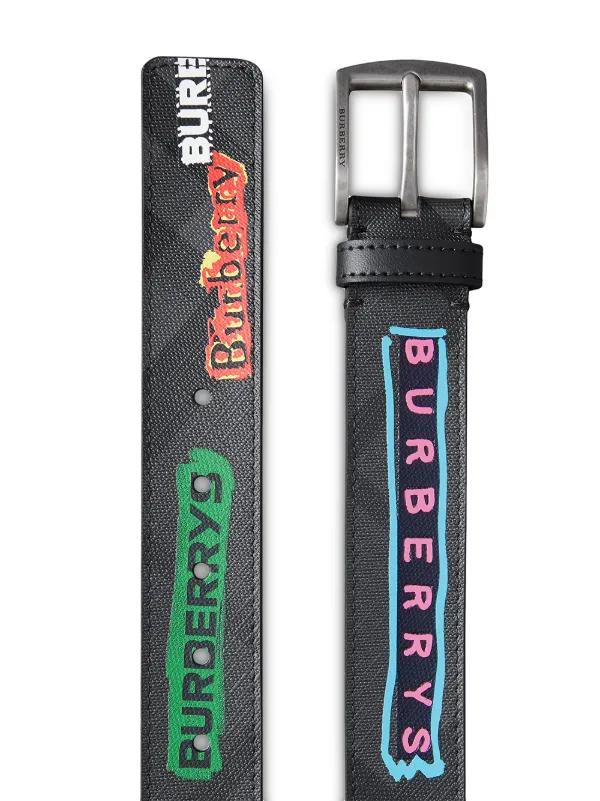 burberry tag print london check belt