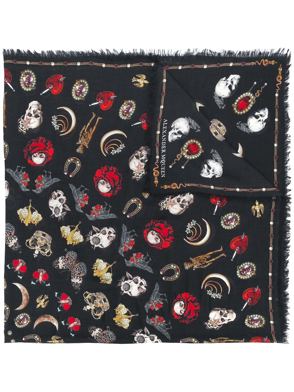 ALEXANDER MCQUEEN ALEXANDER MCQUEEN GOTHIC MOTIF SCARF - BLACK,5320043A34Q12975342