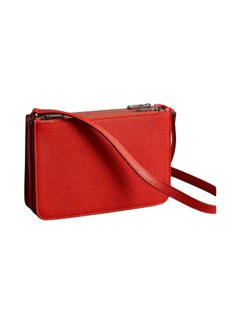 triple zip grainy leather crossbody bag