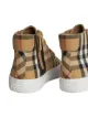 الصورة 2 من Burberry Kids حذاء بلوزة رياضي كاروهات كلاسيكي وجلد عالية