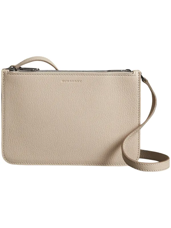 triple zip grainy leather crossbody bag