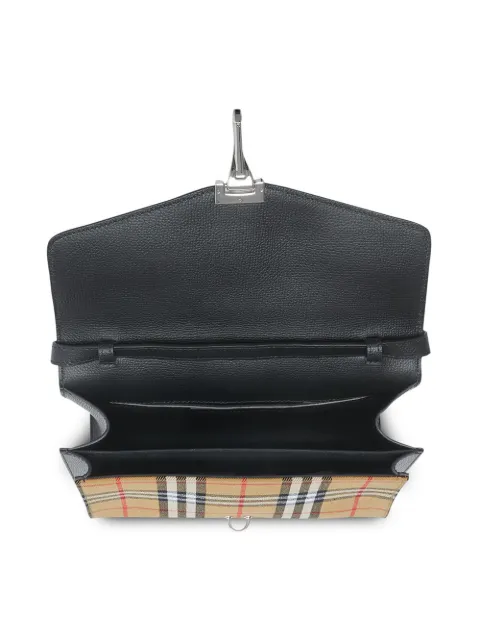 small vintage check and leather crossbody bag